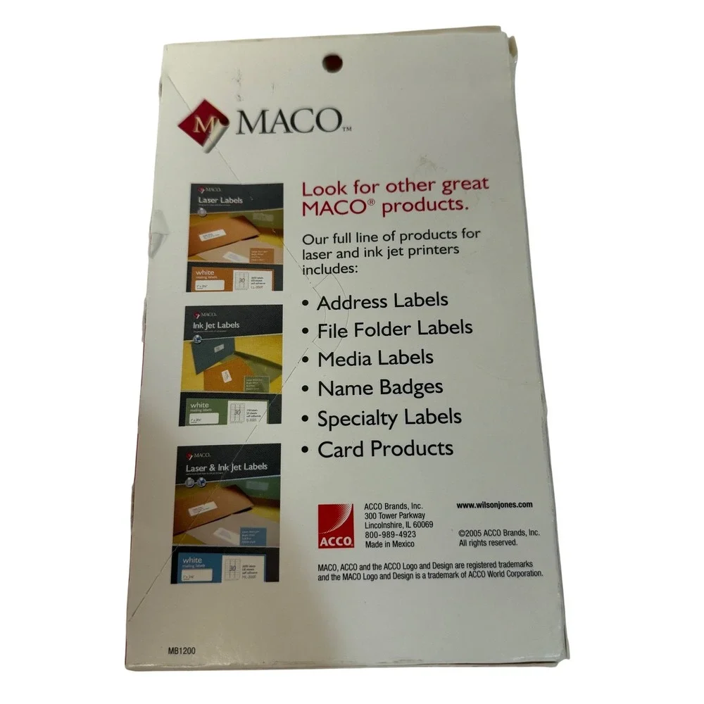 MACO FF L6 Green File Folder Labels 248 Labels Permanent‎ Adhesive 2 boxes